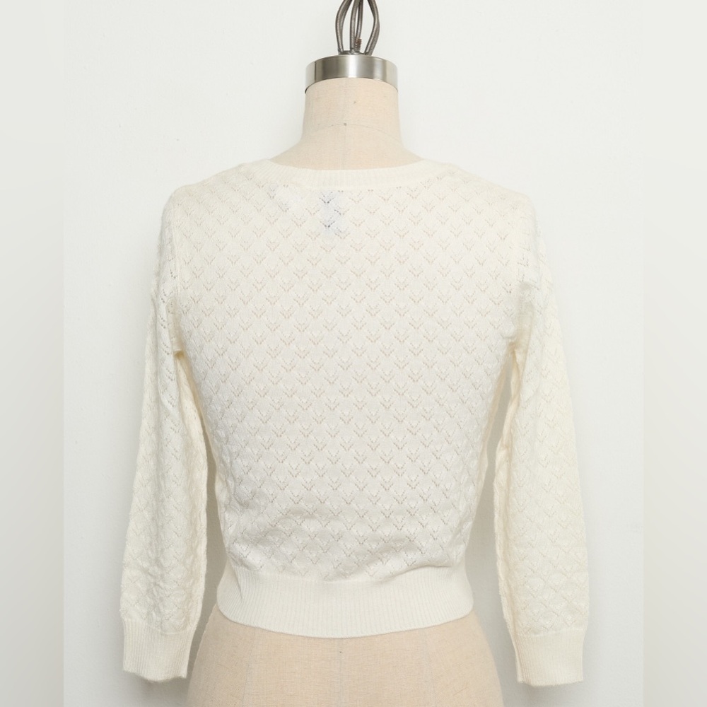 Round Neck Cropped Button-Up Cardigan Sweater 100%Cashmere[NEW]